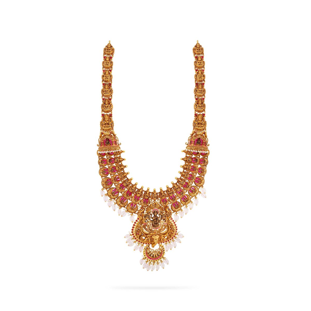 Richly Ornamented 22KT Gold Goddess Lakshmi Necklace