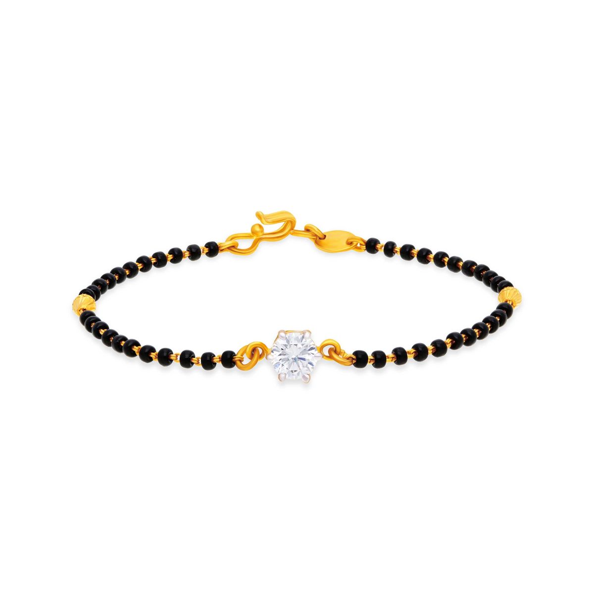 Black Beaded 22KT Gold Bracelet