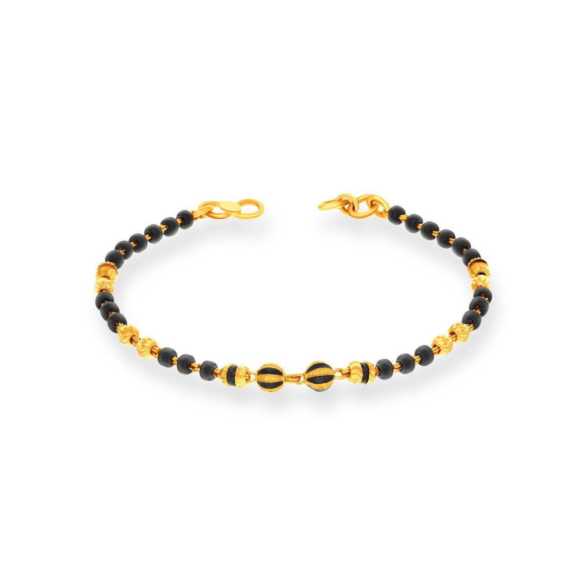 Classic Black Beaded 22KT Gold Bracelet