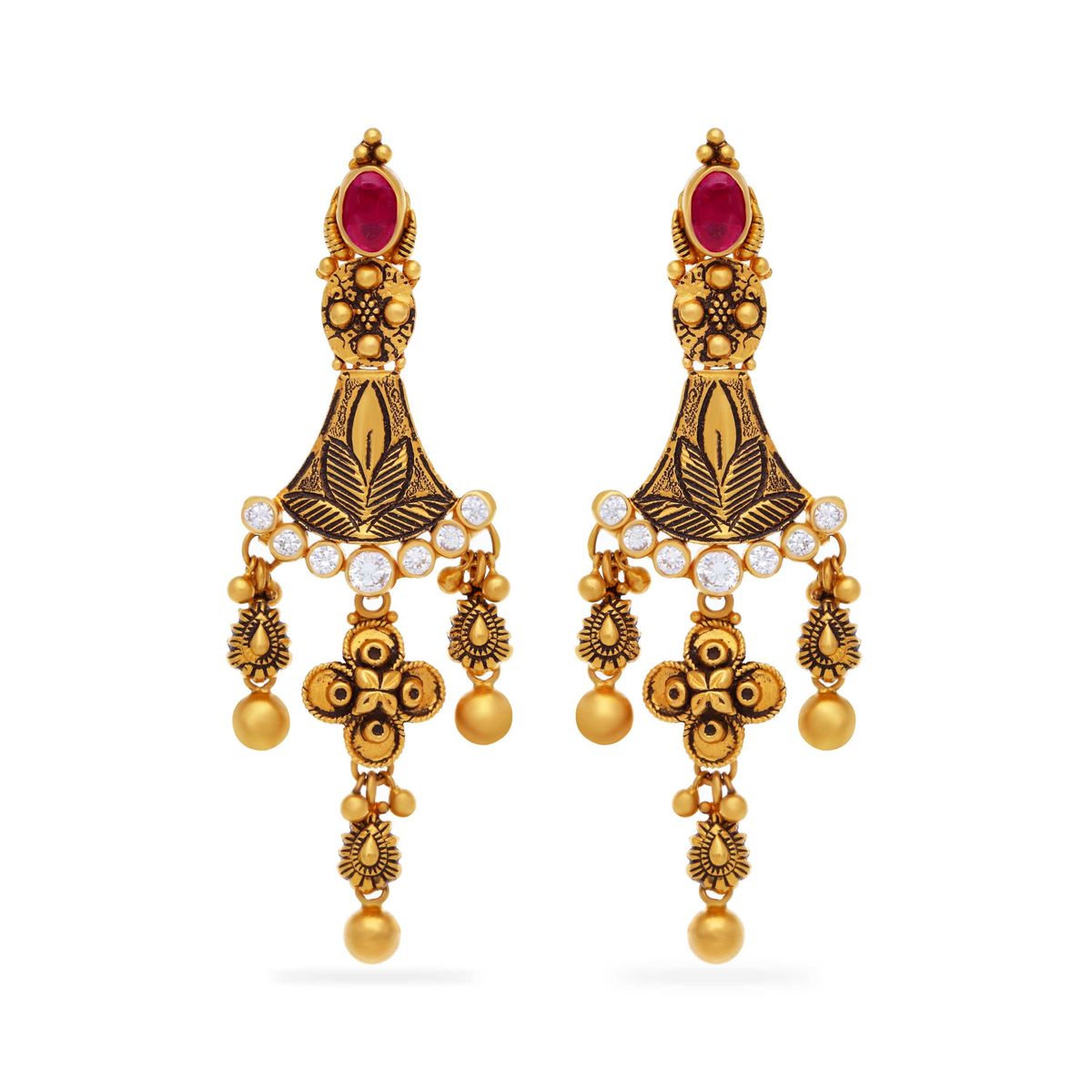 Leaf design gold earrings Clearance